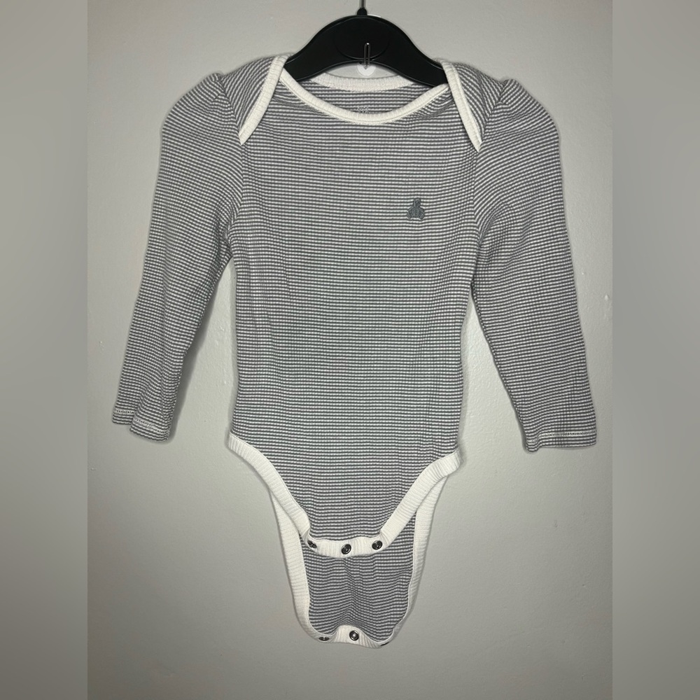 Baby GAP Gray And White Checkered Long Sleeve One Piece Body Suit Size 18-24 Mo